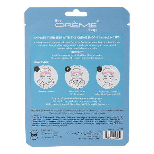 MASCARILLA FACIAL ANIMADA DE ZORRO ARTICO CON INFUSION DE AGUA GLACIAL 25G THE CREME