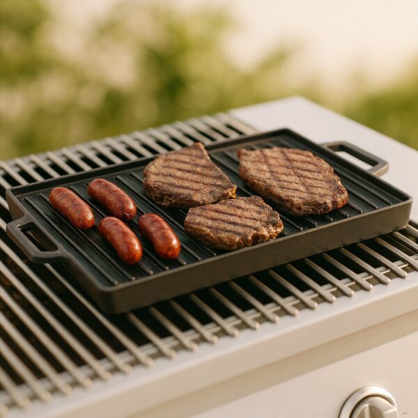 Plancha Grill de Hierro Fundido para Cocina y Parrilla - con Asas