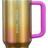Termo Bicolor Metalico 40 oz Acero Inoxidable - Con popote y Asa