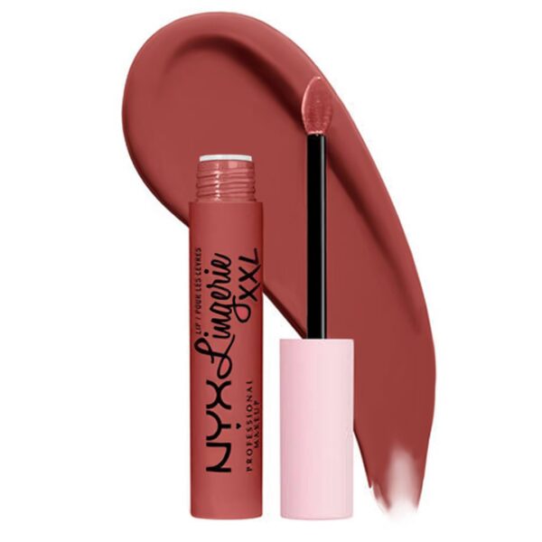 Lipstick Líquido Mate NYX Lip Lingerie XXL Tono Warm Up Color Intenso