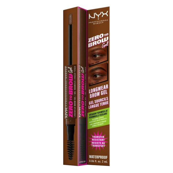 Gel para Cejas NYX Zero to Brow Gel Tono Auburn Fijación Natural